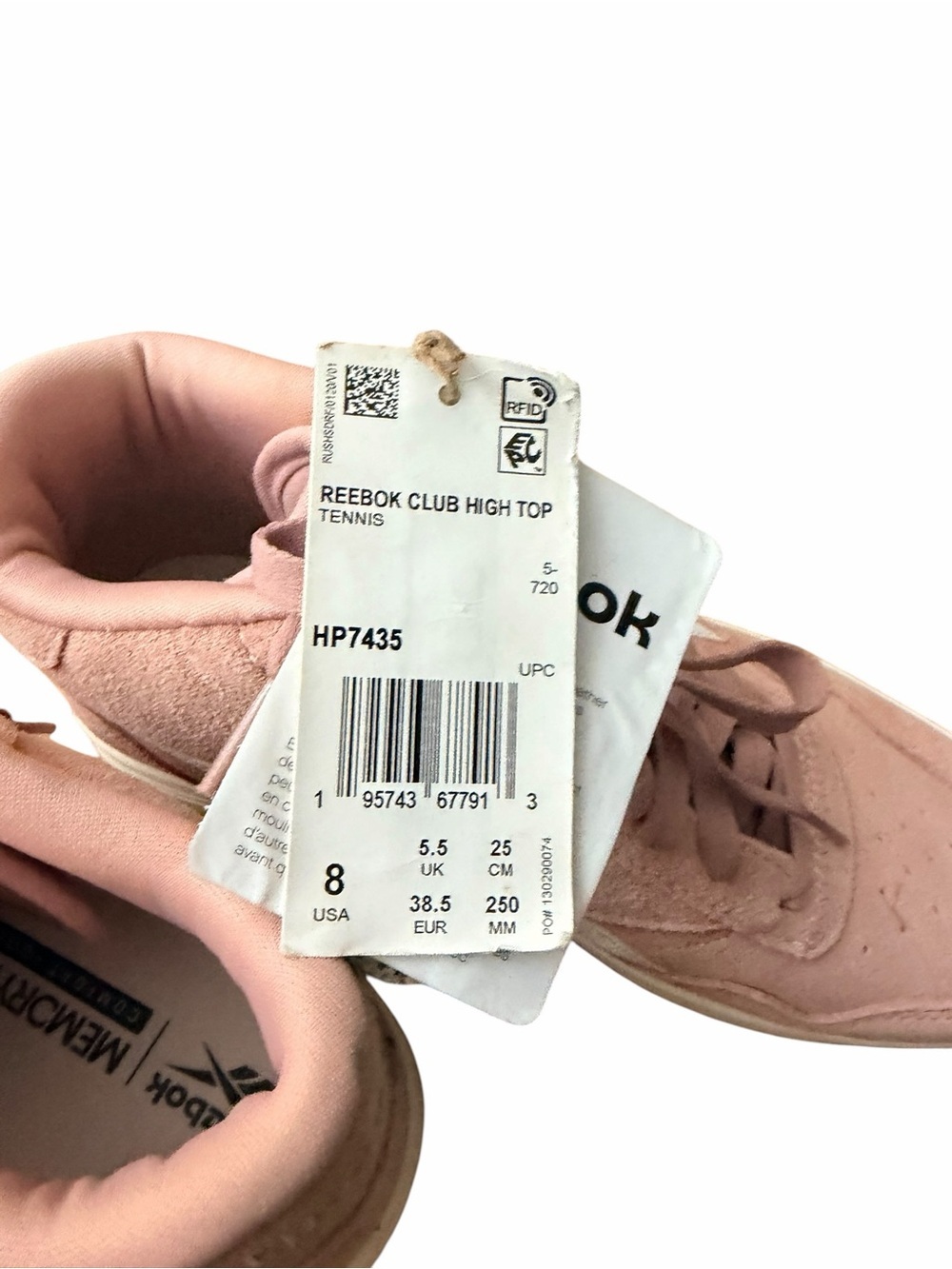 Reebok Women’s Blush Pink Suede High-Top Sneakers - Picture 4 of 5